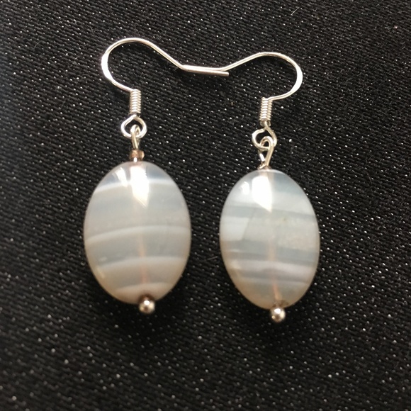 Sterling Silver Agate stone earrings - Picture 2 of 10